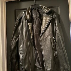 Ron Tomson Black Studded Leather Jacket